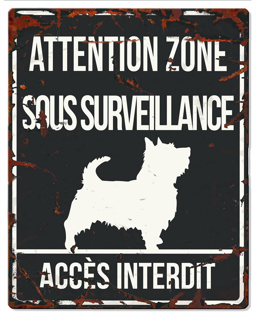 Plaque de garde TERRIER noir 20x25cm