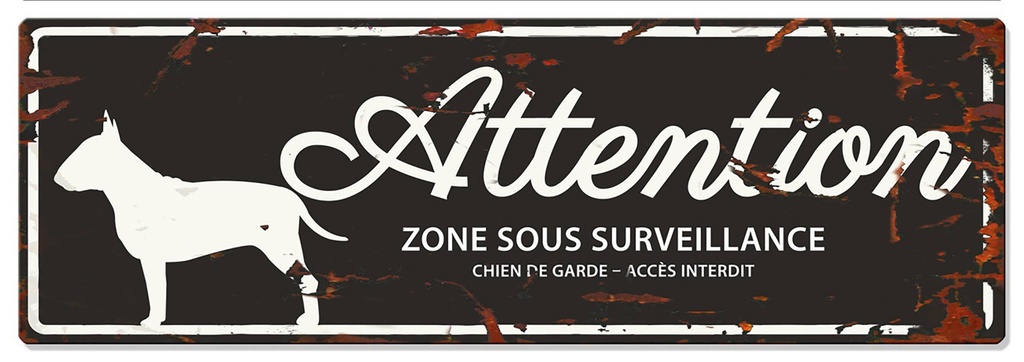 Plaque de garde BULL TERRIER noir 40x13.5cm