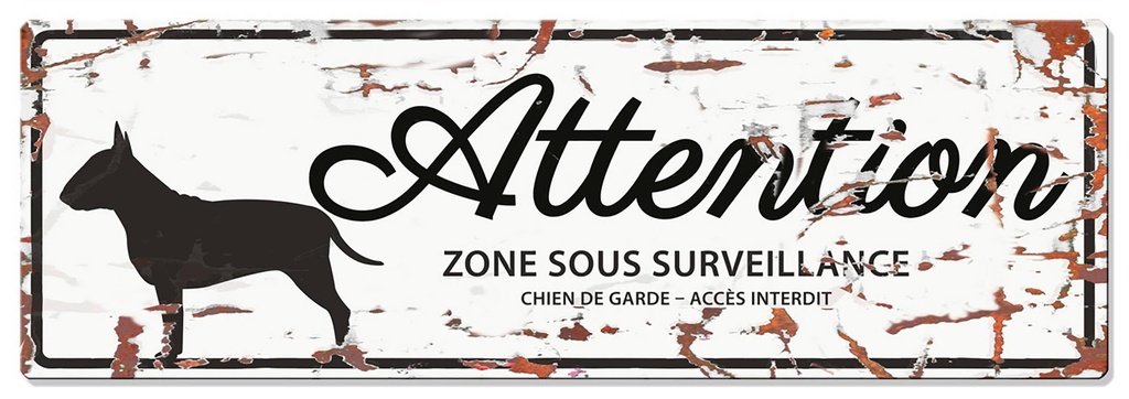 Plaque de garde BULL TERRIER blanc 40x13.5cm