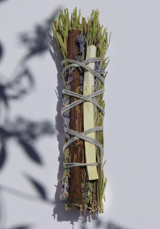 Bouquet de la Chouette pour fumigation, brins de romarin, lavande, bois de figuier