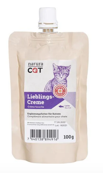 Friandises NaturaCat crème saumon 100g
