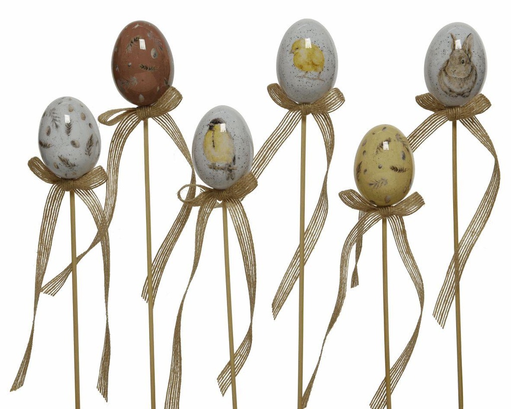 Oeufs de Pâques sur piques 6pcs