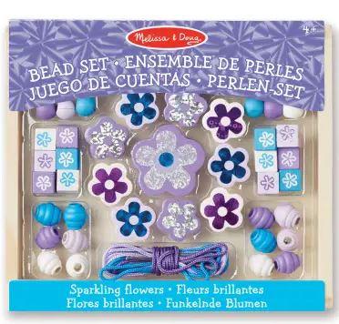 Coffret Perles Bois Fleurs Brillantes 45Pcs