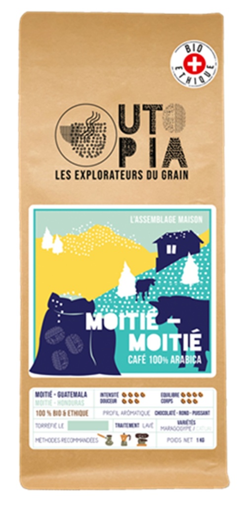 Café BIO Moitié-Moitié 250gr, pour Espresso