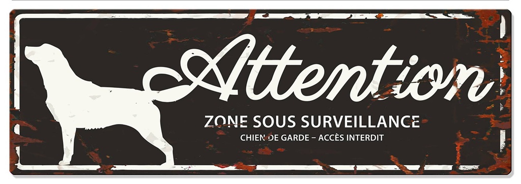 Plaque de garde RETRIEVER noir 40x13.5cm