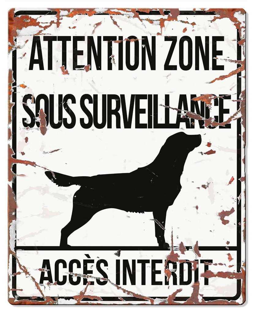 Plaque de garde RETRIEVER blanc 20x25cm