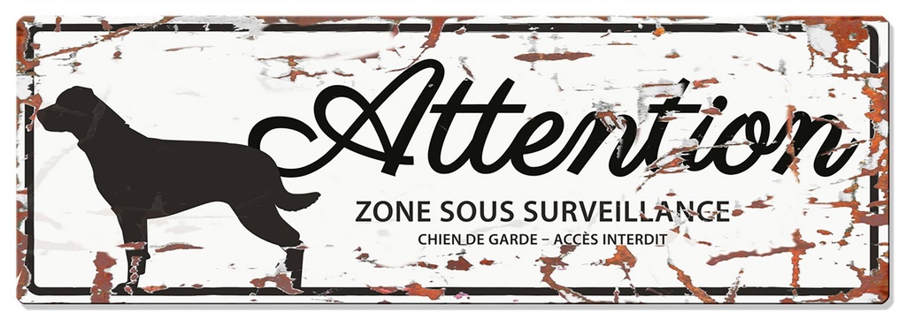 Plaque de garde ROTTWEILER blanc 40x13.5cm