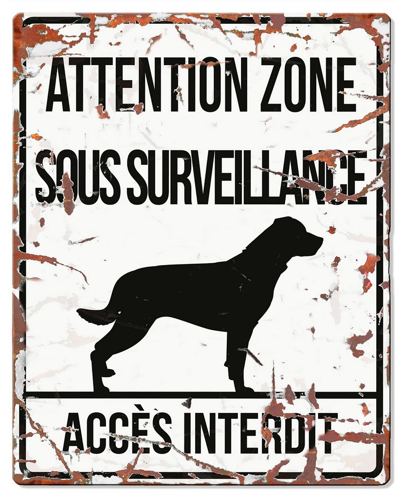 Plaque de garde ROTTWEILER blanc 20x25cm