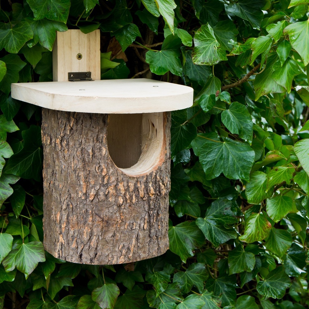 Nichoir rondins en bois naturel pour Rouge Gorge