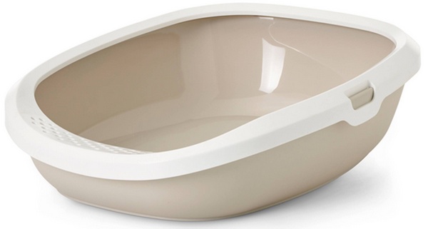 Toilette chats Gizmo Medium, 44 x 35.5 x H 12.5 cm, mocca-blanc