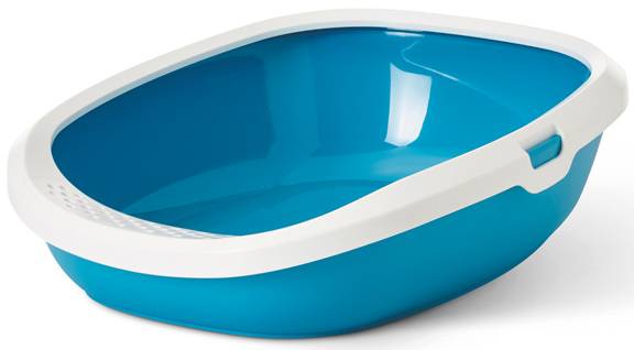 Toilette chats Gizmo Large, 52 x 39.5 xH 15 cm, bleu-blanc