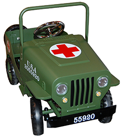 Jeep verte croix-rouge à pédales 90cm
