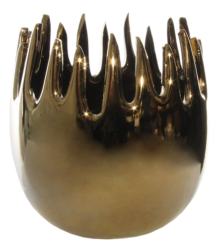 Pot en céramique pointes dorées D16, H16,5cm