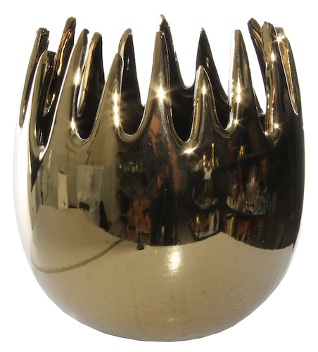 Pot en céramique pointes dorées d18,5, h19,5cm