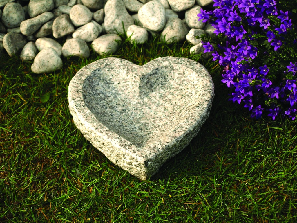 Bain d'oiseau Coeur Gris