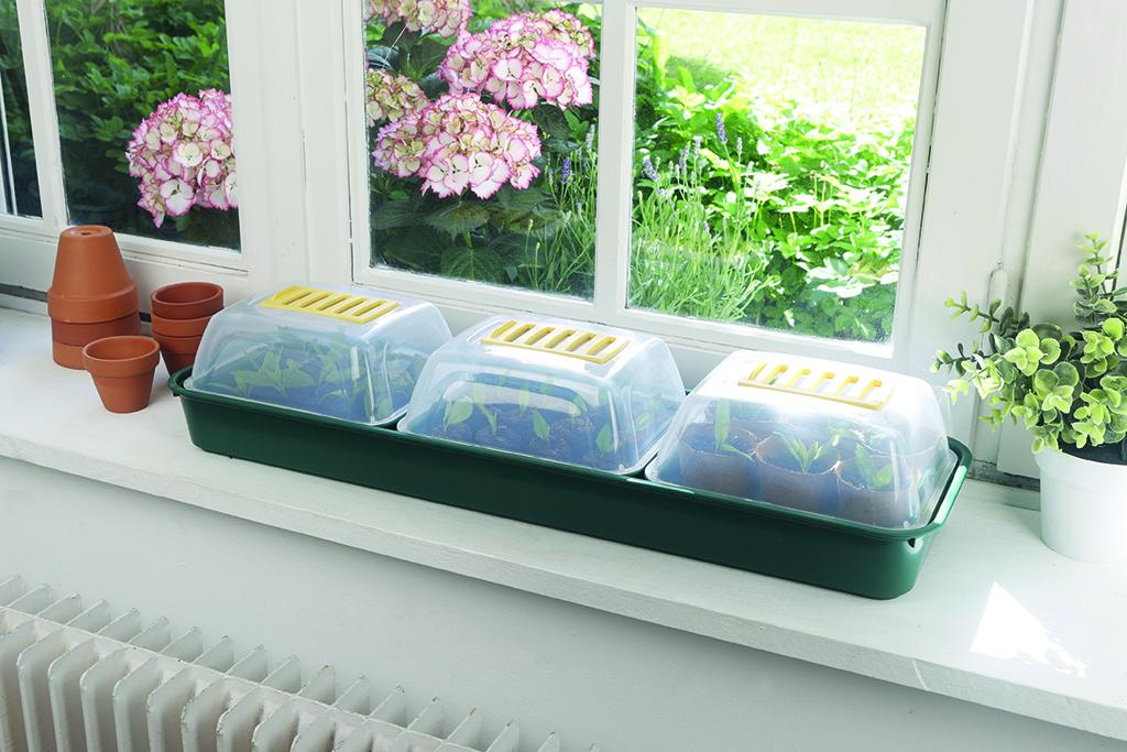 Mini serre RAPID GROW WINDOW Lot de 3 mini serres pour fenêtres avec bac 
