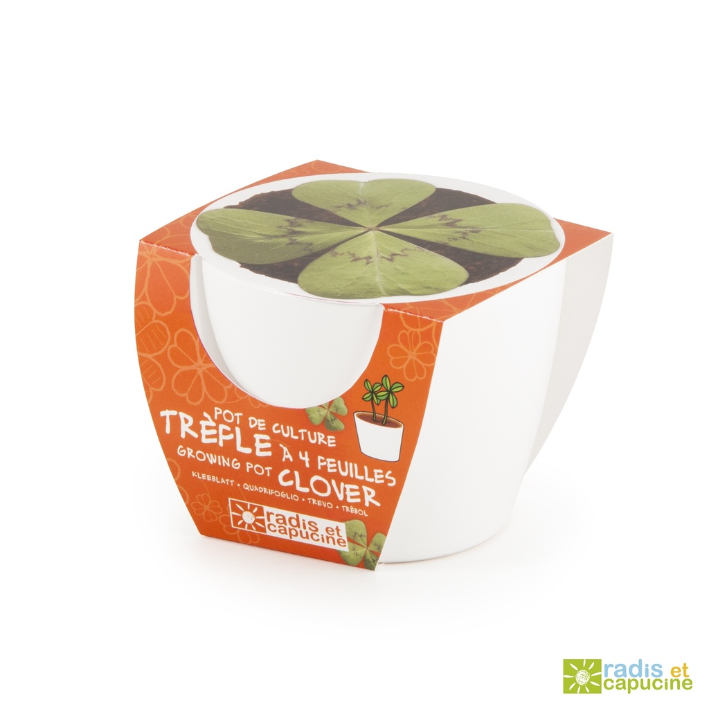 Pot blanc 8 cm Trèfle