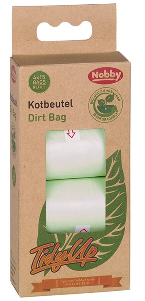Ramasse-crottes biodégradable, 4 rouleaux, 15 sachets par rouleau, vert