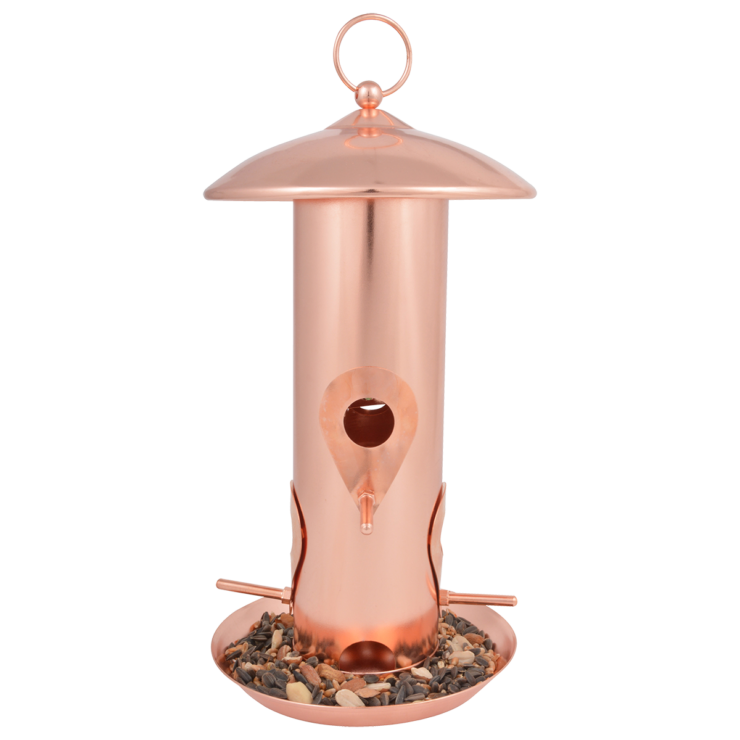 Mangeoire graines plaqué cuivre
