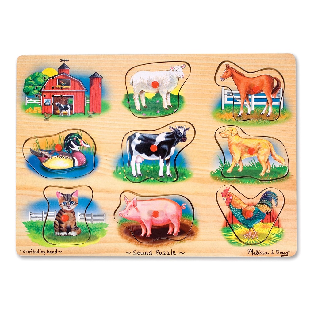 Puzzle Sonore Bois Brut A La Ferme 9Pcs
