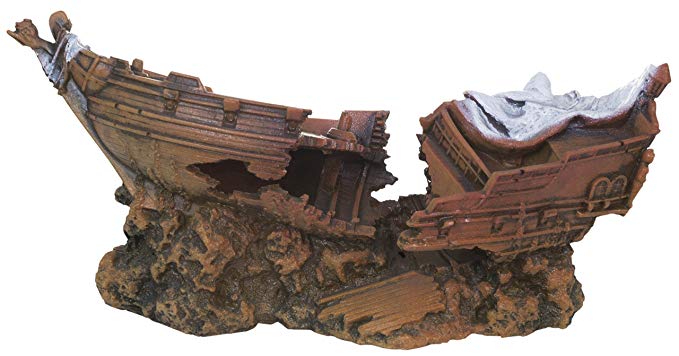 Décoration pour Aquarium  Epave bateau  27x10x12cm