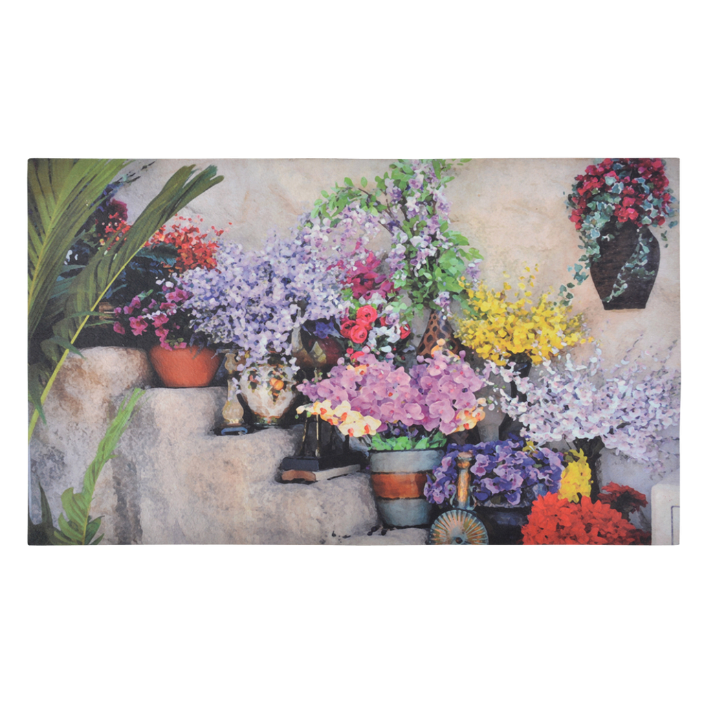 Paillasson fleurs sur escalier