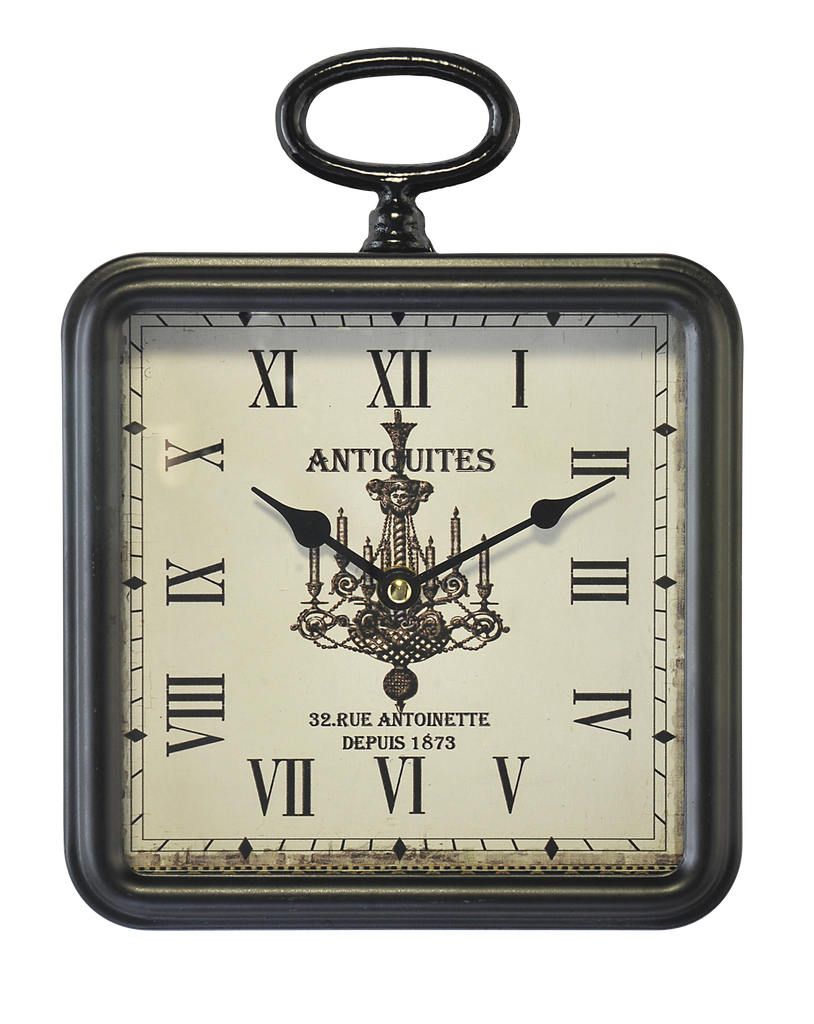 PETITE HORLOGE CARREE NOIRE 20X26CM