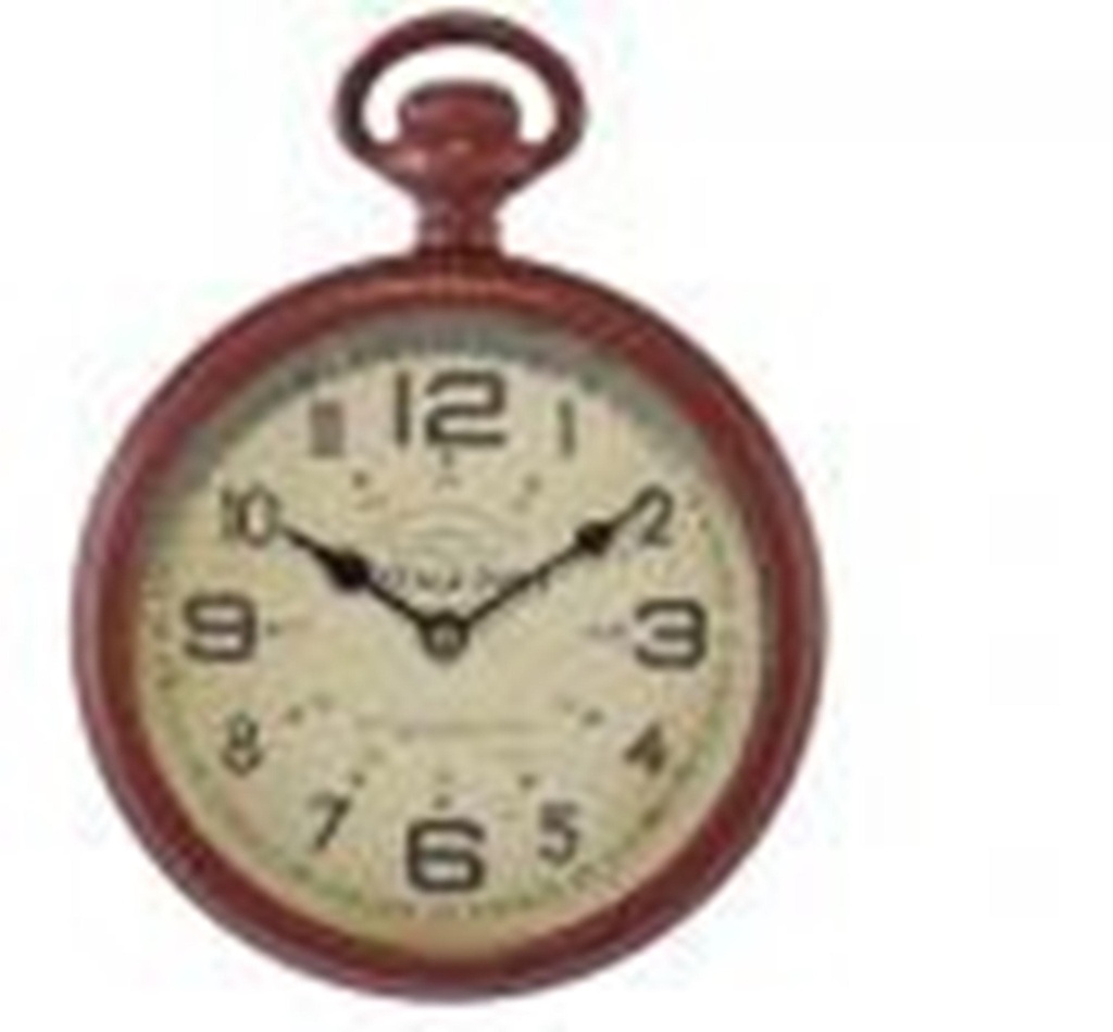 PETITE HORLOGE RONDE ROUGE 22X28CM