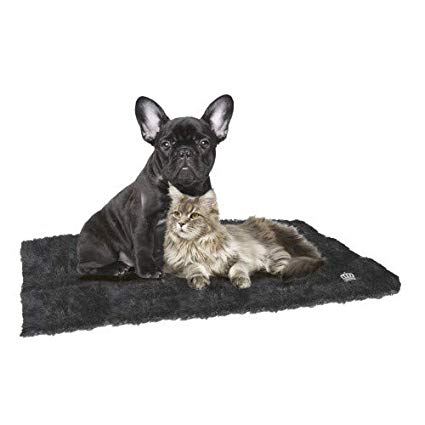 Tapis auto-chauffant 'Furry' noir 90x64cm