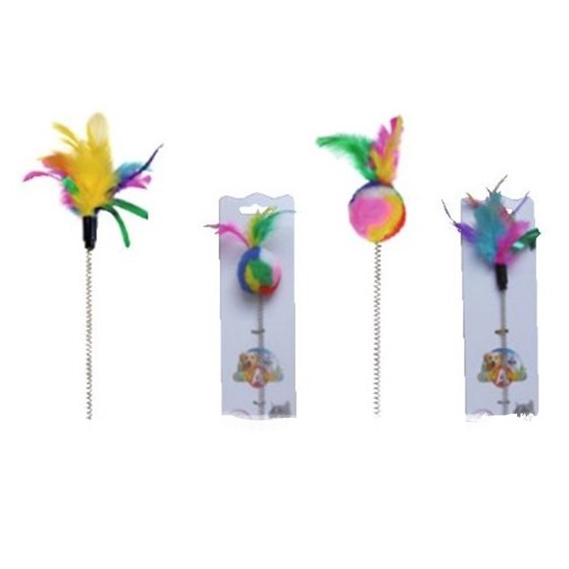 Jouet chat ventouse plumes