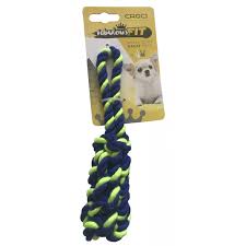 Jouet chien  Tresse os  vert et bleu
