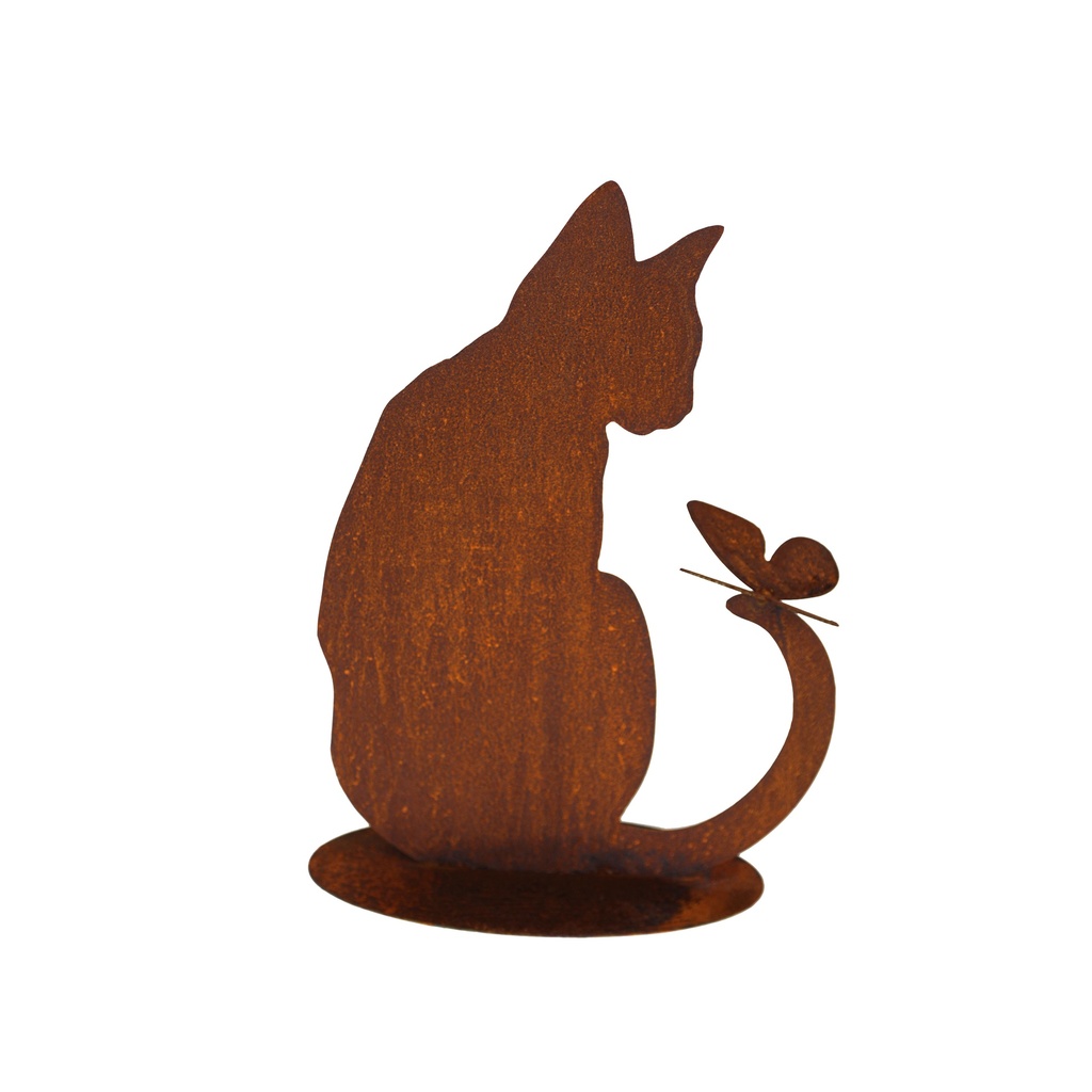 Chat assis et Papillon