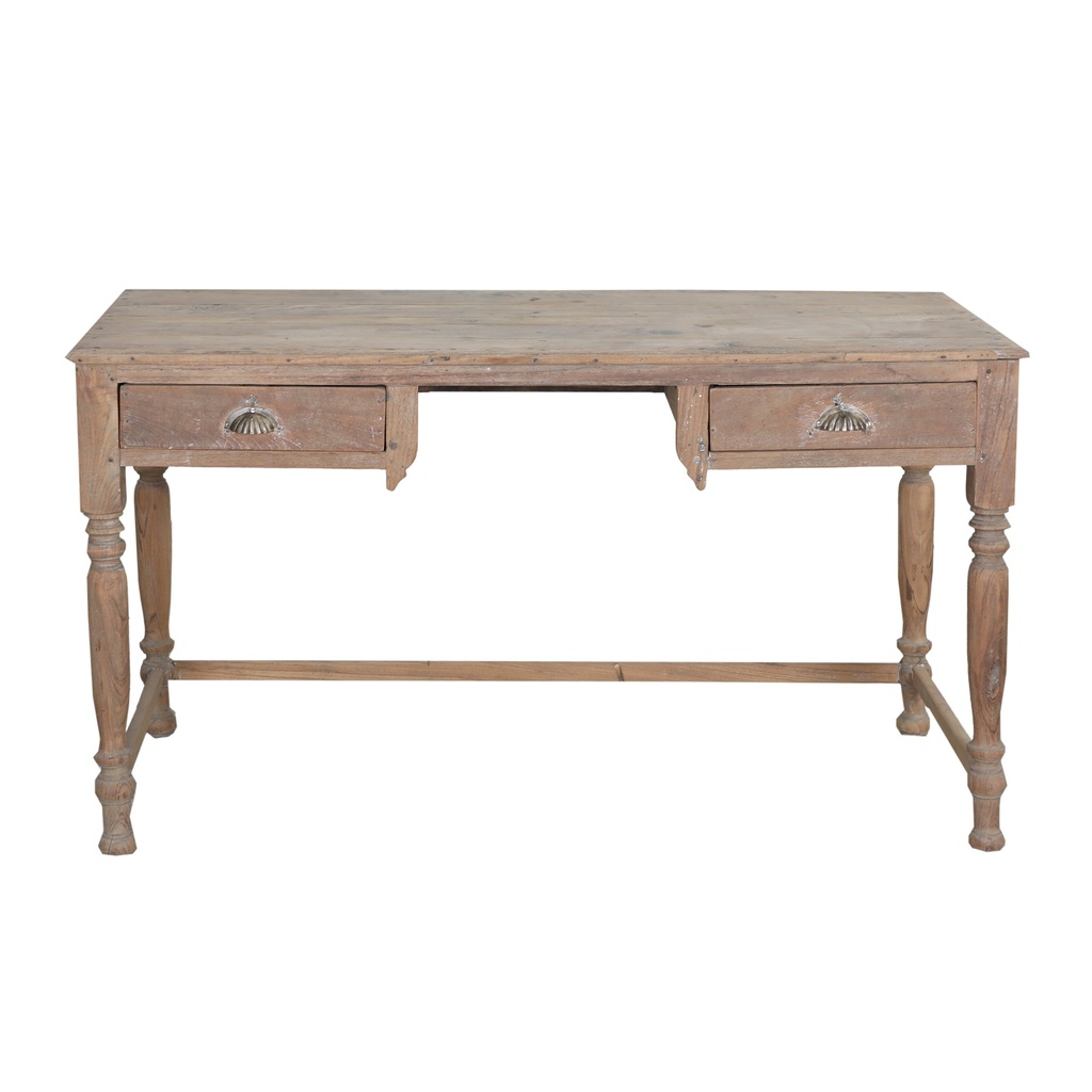 Table de bureau 2 tiroirs en teck ancien