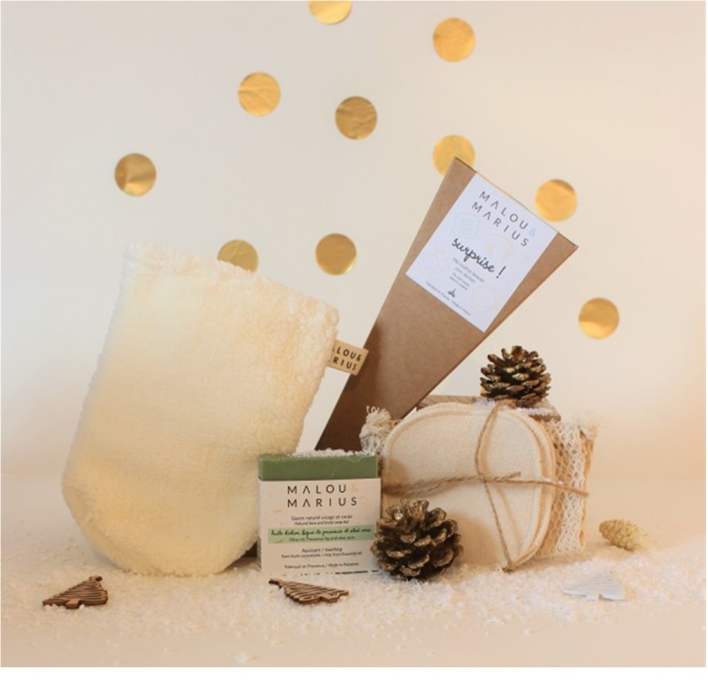 Cône surprise! gant+4 lingettes+savon apaisant